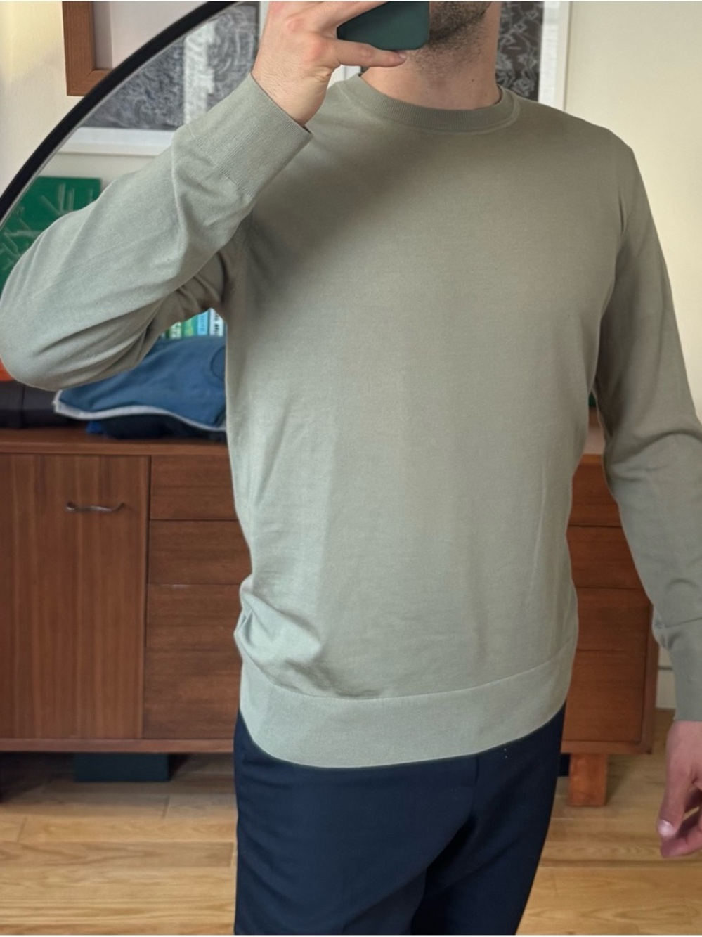 Theory Men's Crewneck Sweater in Sage Green